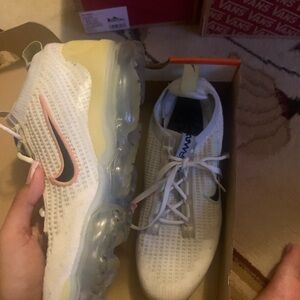 White and Pink Nike Air VaporMax Sneakers